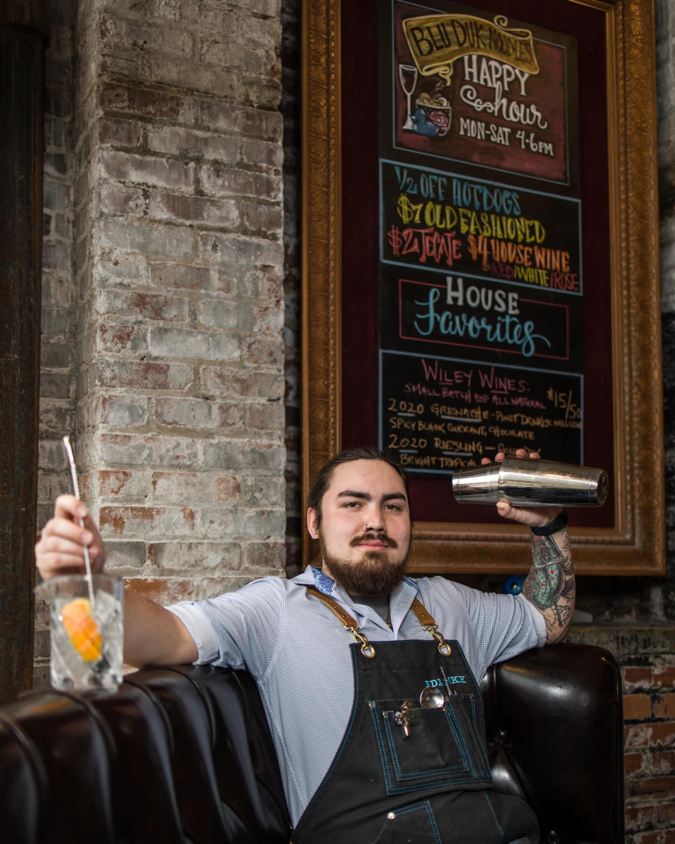 Bartender Corbin holmen at Bleu Duck Kitchen